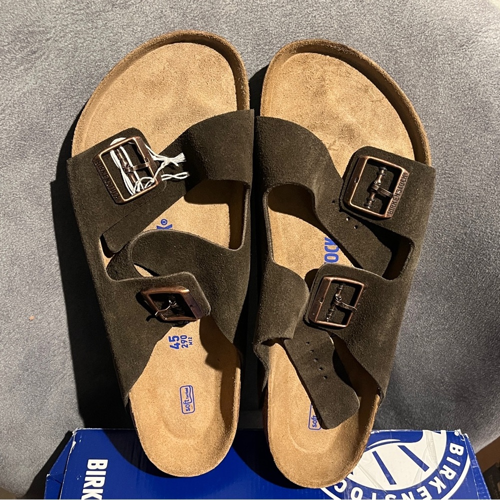 Birkenstock Men’s Arizona Sandals Soft Footbed Suede Mocha size 12US 45EU